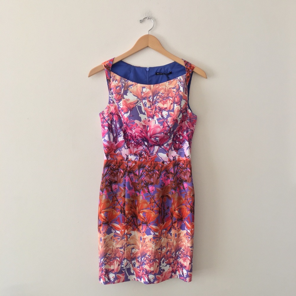 NWT Black Halo Watercolor Floral Print Dress